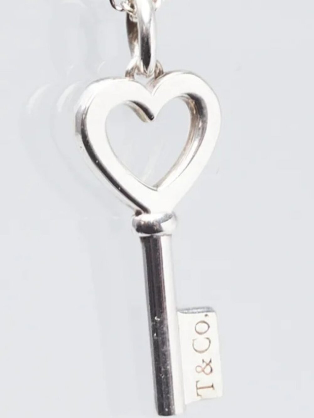Tiffany & Co. Sterling Silver Mini Heart Key Pendant Necklace, EUC - Picture 3 of 8